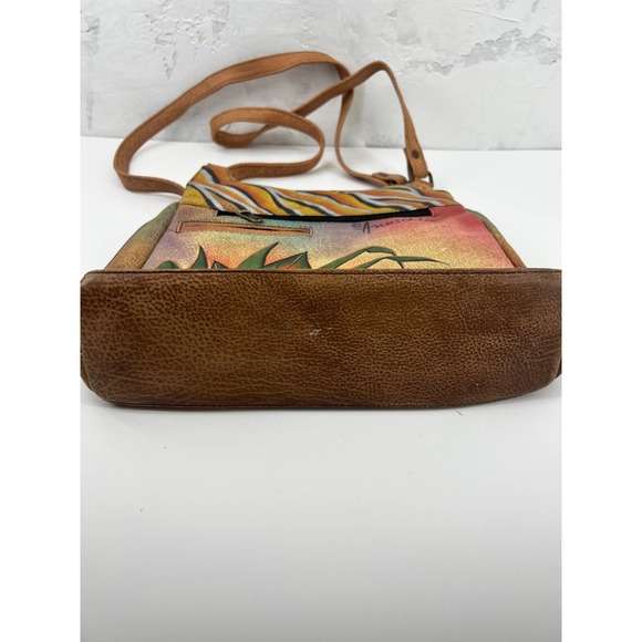 Anuschka Hand Painted Purse Cross Body Bag Butterfly Shoulder Boho - Picture 4 of 12
